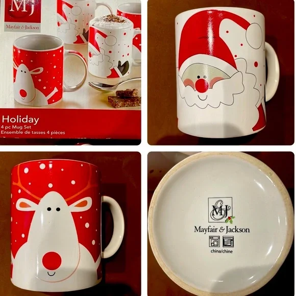 Holiday Mug Set 4 Piece Set - Christmas Gift Ideas - Picture 1 of 15